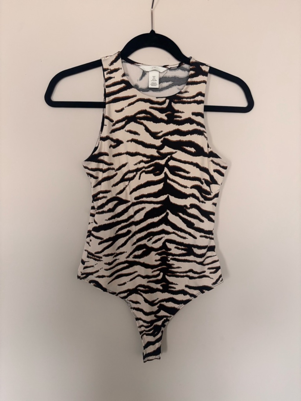 H&M Zebra-Print One-Piece Bodysuit - Brown, Black & Cream